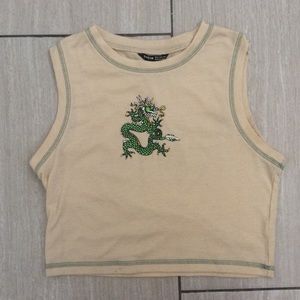 Dragon print Crop Top Shein